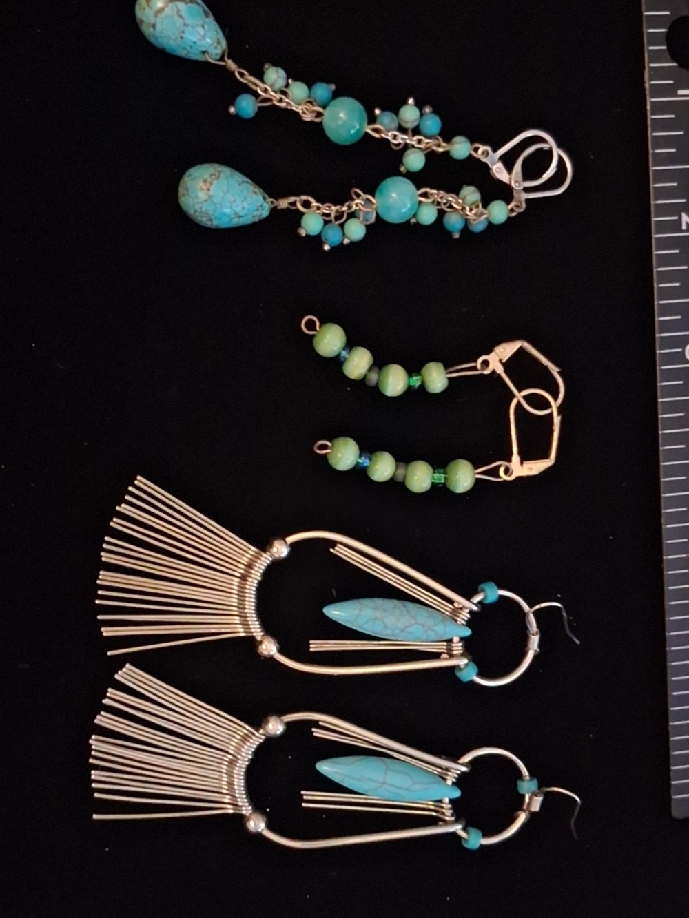 Turquoise and Gold Dangle Earrings Set - Women Jewelry